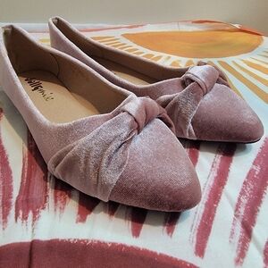 Mollini Pink Velvet Knot Pointed-Toe Flats